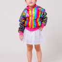 ZYBOUTIC Little Girls Sequin Jackets Kids Sparkle Jacket Zip Up Outwear Toddler Boys Glitter Sleeve Shiny Metallic Coat Birthday Cloth Christmas Rainbow HP 6 Years