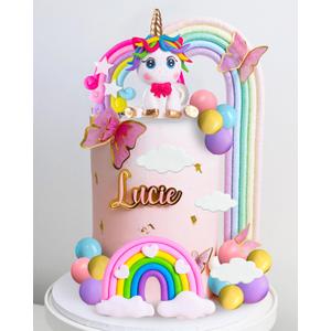 JeVenis Magical Unicorn Cake Decoration Unicorn Cake Topper Pony Rainbow Cake Topper Unicorn Party Favors Birthday Cake Decoration for Girl