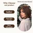 Heat Resistant Human Hair Wigs Short Straight Bob Brown Hair with Curtain Bangs Lightweight Natural Look for Women Daily Wear (Brown,12inch)