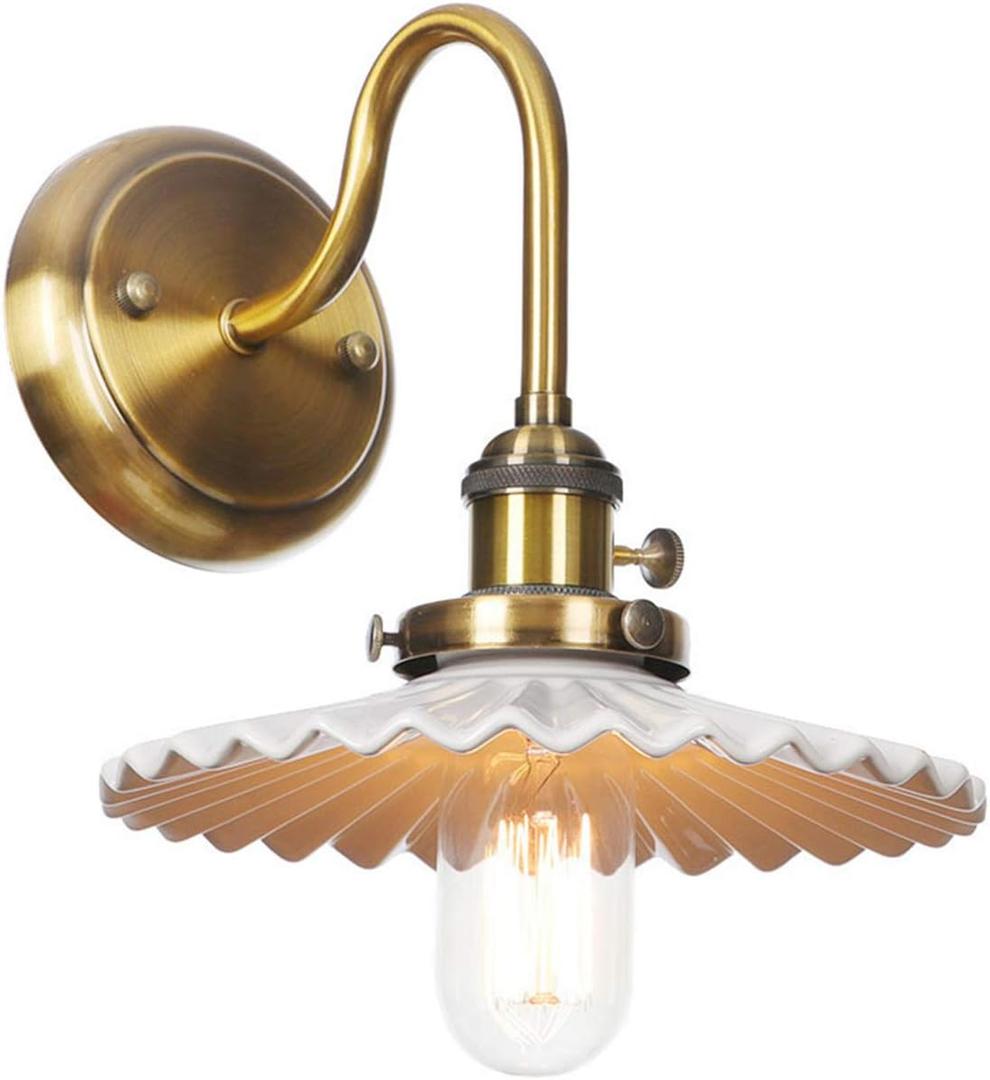 Wall Lamps, Nordic Sconce Lighting with On/Off Switch, Ceramics Shade Reading Wall Light Fixture for Living Room Bedroom Bedside,Gold