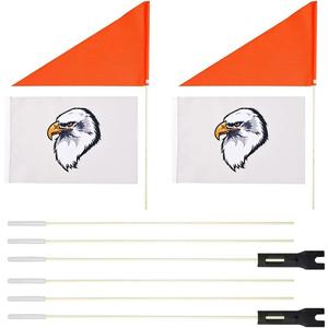 Uelfbaby 2Pcs Bike Flags Polyester Full Color Tear-Resistant Flag Waterproof Orange Safety Flag with 6-Foot Adjustable Height Heavy Duty Fiberglass Pole