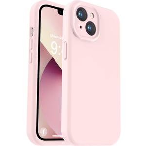 Vooii Compatible with iPhone 13 Case, Liquid Silicone Upgrade Camera Protection Soft Anti-Scratch Microfiber Lining Shockproof Phone Case for iPhone 13 6.1 inch - Chalk Pink