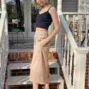 TARSE Womens Linen Palazzo Capri Pants Boho Summer Smocked High Waist Wide Leg Casual Loose Trousers with Pockets Flowy Pants (S)