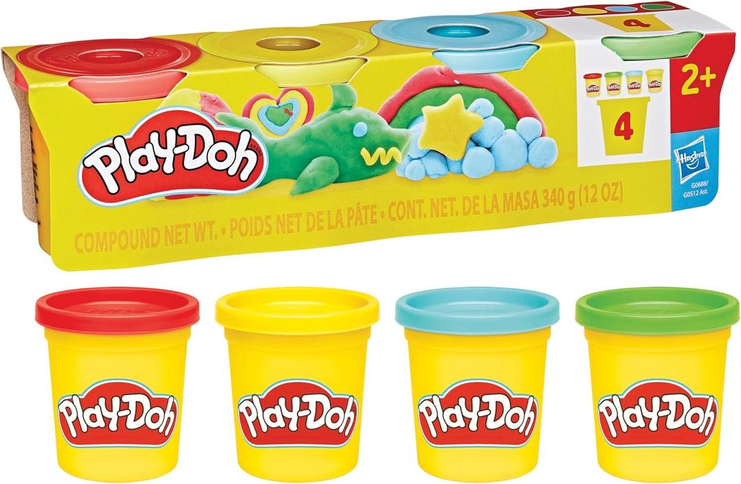 Play-Doh 4 Classic Colors, Modelling Dough Set 85g x4, Craft Activity and Art Creations, Play-Doh Creative Kits for Kids, Pack Of 8