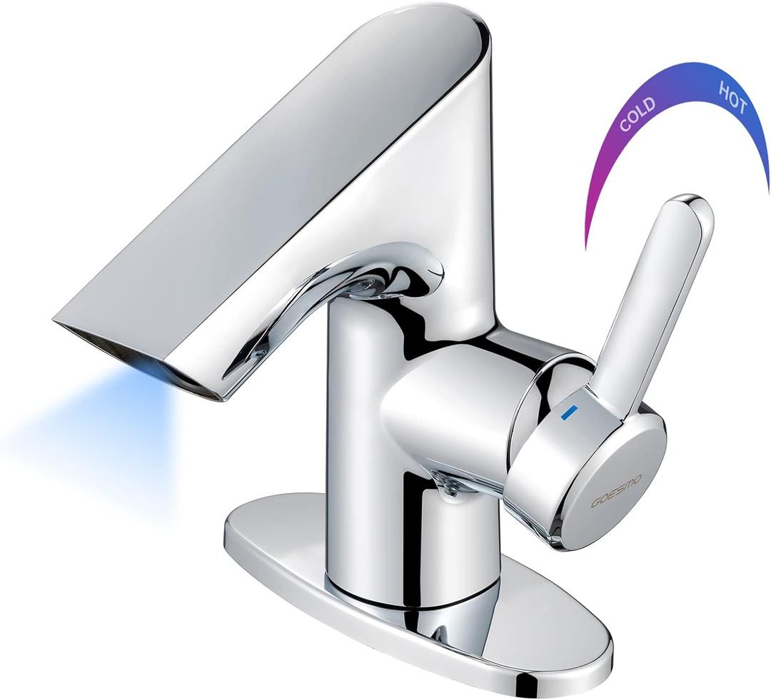 Touchless Smart Bathroom Faucet for 1 or 3 Holes, Adjusting Hot & Cold Temperature, Controlling Water Flow, Brushed Nickel, Chrome, Matte Black Sensor Automatic Faucet (29140 Chromed)