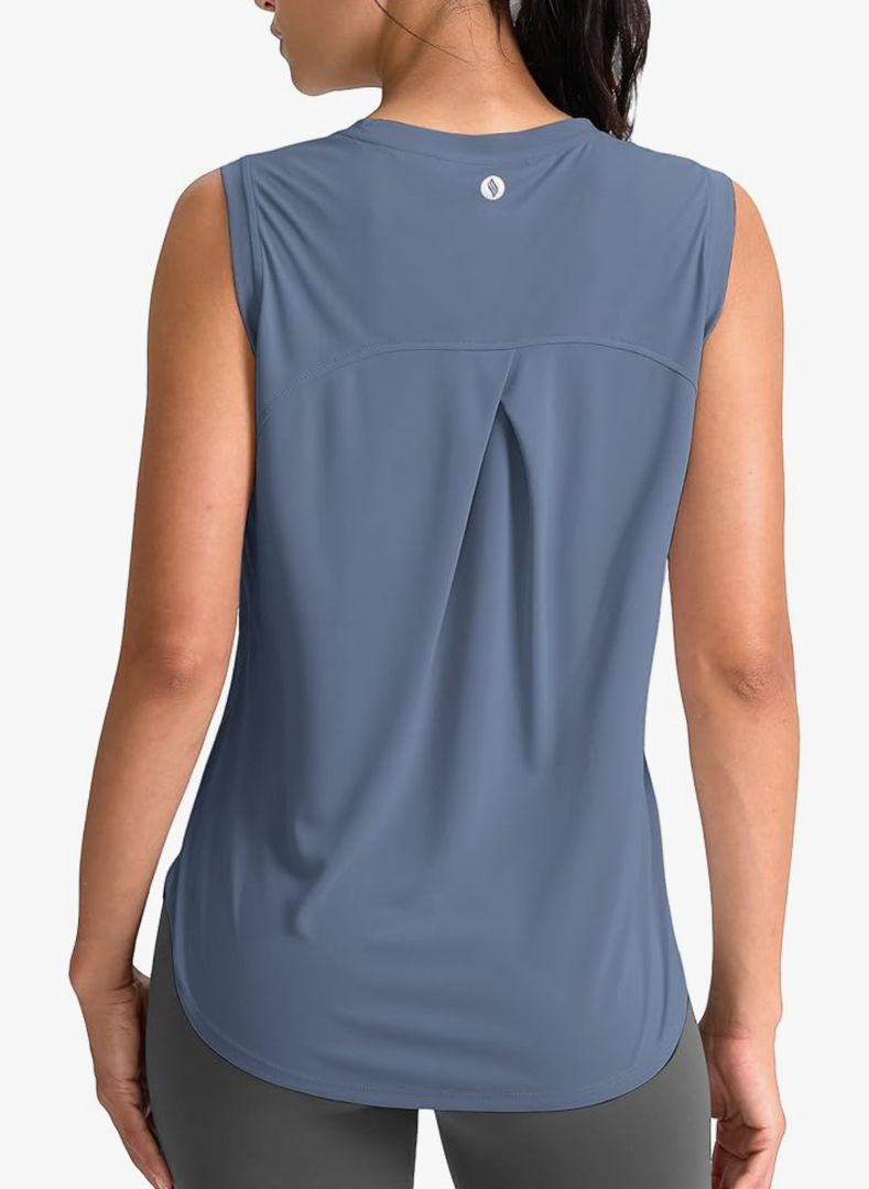 SANTINY Women's Sleeveless Workout Tops Breathable Lightweight Active Tennis Yoga Shirts Athletic Running Tank Tops for Women XL