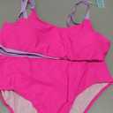 Womens High Waisted Bikini Sets Sporty Crop Top Color Block Swimwear Bandeau Scoop Neck Vintage Two Piece Bathing Suits Size XL