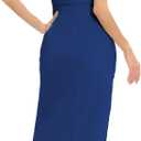 Women's Tube Strapless Maxi Dress Side Slit Bodycon Dresses Sleeveless Off Shoulder Backless Cocktail Dress 295 (Blue, M)