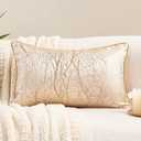 Avigers 12 x 20 Inch Rectangle Beige Brown Gold Tree Branch Embroidery Cushion Case Luxury Modern Throw Pillow Cover Decorative Pillow for Couch Living Room Bedroom Car