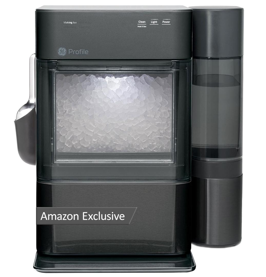 GE Profile Opal Ultra, Countertop Nugget Ice Maker, 1 Gal XL Side Tank, 38 lbs/Day, Pebble Pellet Crushed Ice Machine, WiFi Black Stainless Steel