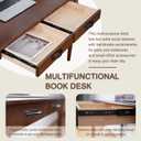 Solid Wood Desk with Drawers, Wooden Computer Desk for Home Office, Gaming Study Desk for Small Spaces, Writing Work Desk for Bedroom,Easy Assembly (Walnut Color 47 inch 2 Drawers), 47 x 21 x 30 inches