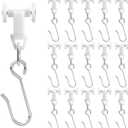 Pocysem Ceiling Curtain Track Roller Hooks-Room Divider, Durable Stainless Steel Curtain Hooks with Dual Wheel, RV (15 Pack)