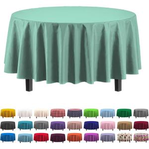Exquisite 12-Pack Premium Plastic Tablecloth Pack of 12 Premium Plastic Tablecloth 84 Inch Round Table Cover - Light Mint