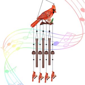 3 x Gifts for Mom, Wind Chimes for Outside Perfect for Outdoor Gardens Patios Home Decor, Features Melodious Tones Create a Zen Atmosphere, Retirement Gifts for Women Men(Colorful Cardinal)