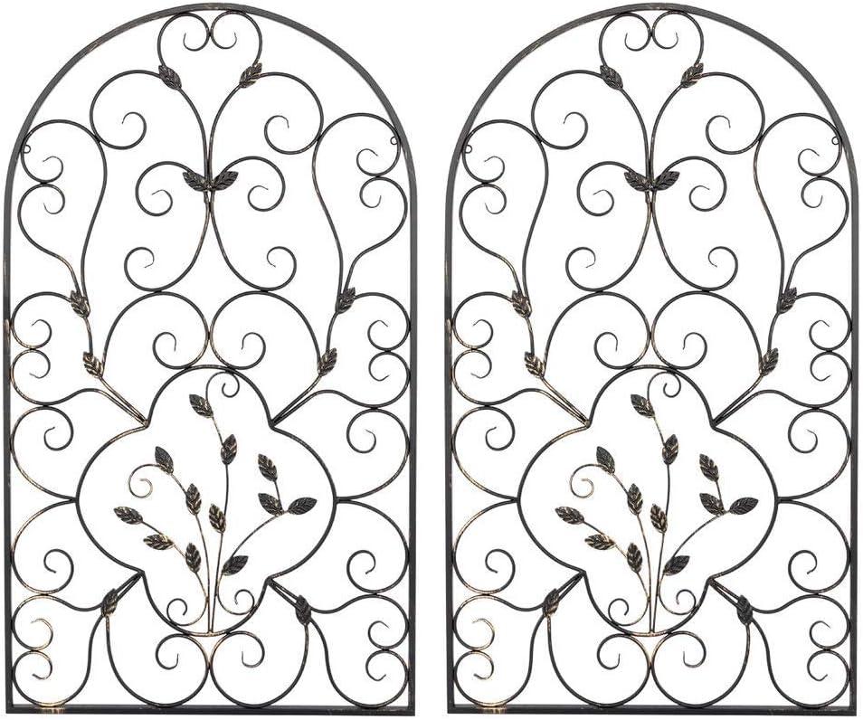 TimmyHouse Decor Wrought Scroll Wall Iron Metal Grille Panel Tuscan Art x 2