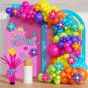 166pcs Magic Balloon Garland Arch Kit, Hot Pink Purple Green Party Decorations with Orange Yellow Pink Purple Green Teal Latex Balloons for Trol Themed Birthday Party Baby Shower Wedding Decorations