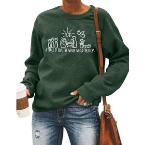 FAYALEQ Christmas Sweatshirt Women Merry Christmas Shirt Pullover Xmas Graphic Long Sleeve Tops (Green, S)