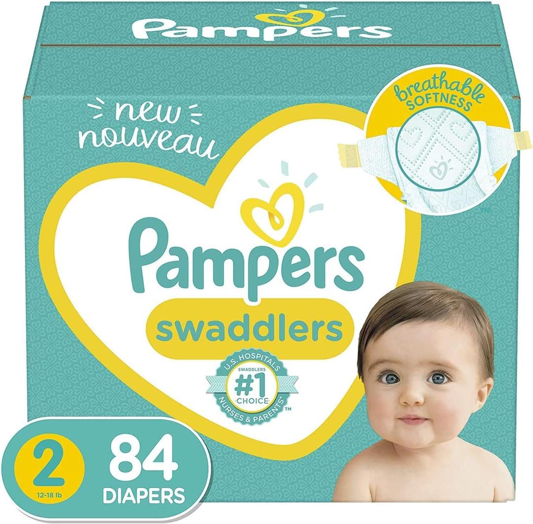 Pampers Swaddlers Diapers, Size 2, 84 Count