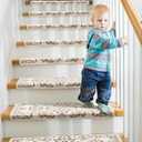RORA Bullnose Stair Treads for Wooden Steps, Non Slip Stair Carpet 14pcs | Washable, Self-Adhesive, Floral Stair Rug Runner with Edge Protection for Indoor, Pets & Elder, 29.5 x 9.5x 1.7, Brown