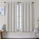 Simplebrand Ava Natural Blackout Curtains for Bedroom 63 Inch Length 2 Panels Set, Solid Thermal Insulated Energy Saving Rod Pocket Window Treatment Curtains Blackout Drapes, W40 x L63 Inch, Natural