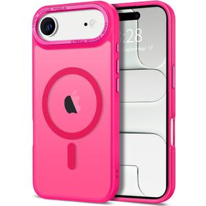 Hython Case for iPhone Air Case Magnetic Translucent Matte Phone Cases 6.5" [Compatible with MagSafe] Thin Slim Fit Shockproof Bumper Hard Protective Cover for Women Men Girls, Frosted Hot Pink