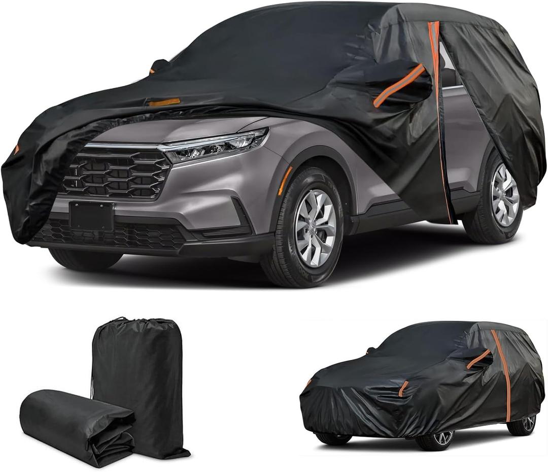 Cover for Honda CRV, Custom Fit CRV Cover 1997-2025, Car Cover Waterproof All Weather for Automobiles,Outdoor Cover with Mirror Pockets/Zipper/Reflective Strip, SUV Sun UV Dust Snow Hail Protection