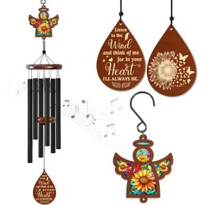 FLAGWIX Sympathy Gifts for Loss of Loved One - Memorial Angel Wind Chimes 32" for Outside - Remembrance & Bereavement Gift Ideas, Condolence Memorial Gifts for Loss of Mom Dad, Ideal for Funeral