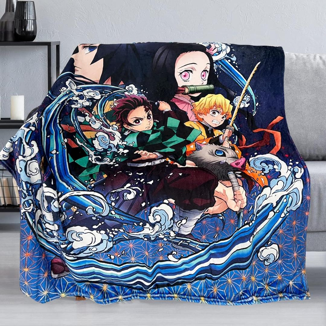 Demon Slayer Blanket Anime Blanket Demon Blankets Comfy Lightweight Soft Flannel Throw Blanket for Bedding Sofa Living Room Anime Throw Blankets 60x 80inch