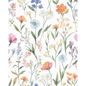 Sevalo Floral Peel and Stick Wallpaper Boho Flower Contact Paper for Cabinet Drawers Botanical Wildflower Contact Paper Self-Adhesive Removable Wallpaper Bedroom Watercolor Cute Nursery 17.3inW 393inL