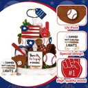 FairySandy 13 Pcs Baseball Tiered Tray Decor Wooden Baseball Table Centerpieces Decor Rustic Wooden Sport Game Sign for Fans Theme Party Supplies
