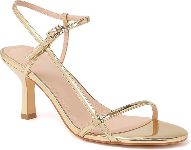 Mostrin Heels for Women Strappy Sandals Square Open Toe High Heel Sandals Ankle Strap Stiletto Heels for Party Wedding 39