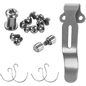 13-Piece Titanium Screw and Pivot Kit, Deep Carry Pocket Clip, Thumb Stud and Omega Spring for Benchmade 535 Bugout, Mini Bugout 533 and Bailout 537, Hardware Combo Set, Titanium Primary Color