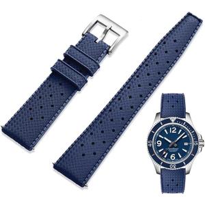 FKM Rubber Watch Strap Quick Release Tropical Style Fluororubber 18mm 19mm 20mm 21mm 22mm Soft Breathable Durable FKM Rubber Watch Band Universal Replacement Band Strap for Men Women, Blue