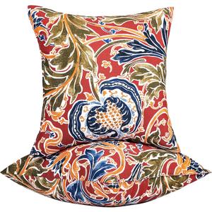 JMGBird Water-Resistant Outdoor Pillows Set of 2, 18x18 inch Durable Red with Pomegranate Flower Pattern Throw Pillows with Inserts for Patio Furniture
