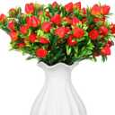 Cabilock 6pcs Fake Strawberry Plant Decor Artificial Strawberry Branch Simulated Fruit Stem Flower Bouquet for Home Wedding Table Decor