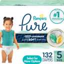 Pampers Pure Baby Diapers, Size 5 (27+ lbs), 132, Up to 100% Leakproof, Premium Hypoallergenic Soft Diapers