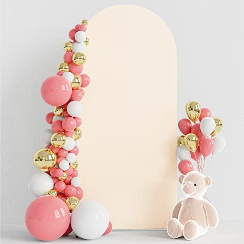 Wokceer 6FT Wedding Arch Backdrop Cover Spandex Fitted Beige Arch Covers Round Top Chiara Arches Cover for Wedding Birthday Party Ceremony Banquet Decoration