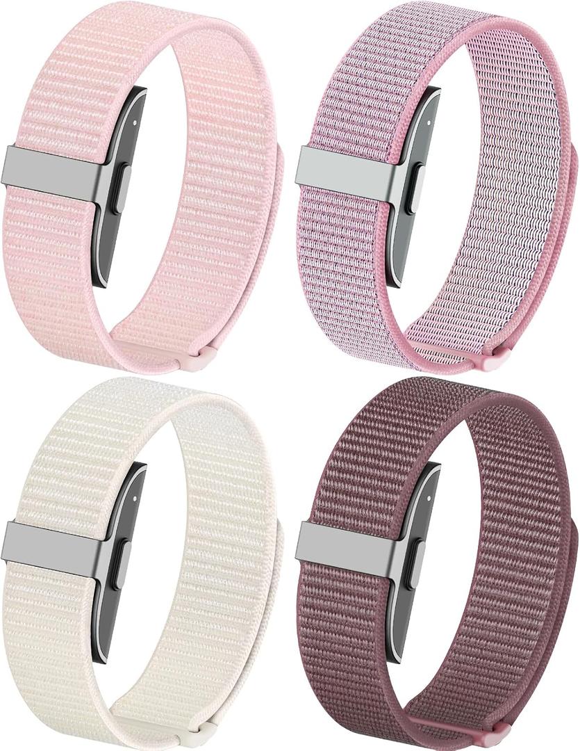 4 Pack Nylon Bands Compatible with Hume Band Replacement Strap, Soft Breathable Slim Fitness Tracker Hume Bands Loop Sport Replacement Wristband for Hume Health Band for Men Women
