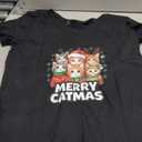 Womens Merry Catmass V-Neck T-Shirt, S