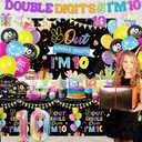 10th Birthday Decorations for Girl,172pcs 10 Year Old Girl Birthday Decorations Double Digits Birthday girl Plates and Napkins Cups Tablecloth Banner Honeycomb for Peace Out Single Digits Party Decor