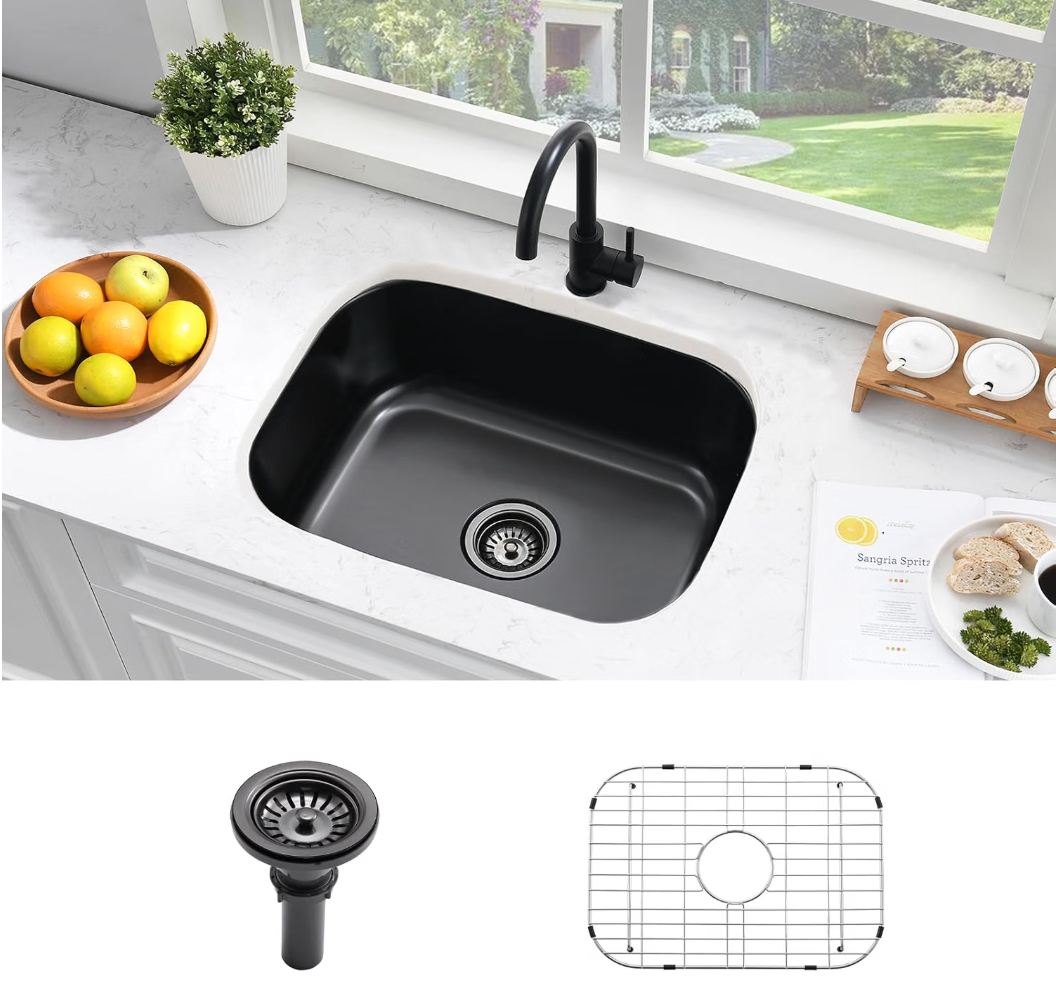 Bokaiya 23 Inch Black Undermount Bar Sink,Wet Bar Prep Outdoor Sink