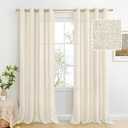 BGment Natural Faux Linen Curtains 90 Inch Long for Living Room - Burlap Textured Light Filtering Window Treatments Grommet Sheer Drapes for Farmhouse, 2 Panels, 52 X 90 Inch