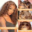 14 Inch Highlight Ombre Culry Bob Wig Human Hair 13x4 Deep Curly Human Hair Wig 200% Density HD Lace Front Wigs Human Hair for Women Pre Plucked Glueless Bob Wigs 4/27