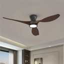TALOYA 52 Inch Ceiling Fans with Led Lights Remote Control Flush Mount Low Profile for Bedroom Farmhouse Patio Outdoor Living Room Kitchen Dining Room,DC Motor,Reversible,Buzzer ON/Off,Black Walnut