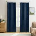 KEQIAOSUOCAI Navy Blackout Curtains 72 Wide x 90 inch Long 2 Panels - Thermal Insulated Room Divider Curtains for Bedroom/Living Room/Patio, Wide Width Pinch Pleated Curtain Panel with Hooks