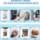 GuanQiao 4 Pack Creami Swirl Pints & Lids for Ninja, Compatible with NC700 Series Ninja Swirl Ice Cream & Soft Serve Makers, with 4 Spoons & 64 Writable Labels, BPA-Free & Dishwasher Safe, Grey Lids