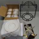 YHOSSEUN Espresso Cups with Saucers and Metal Stand, 4 Oz Ceramic Expresso Shots Cup Espresso Small Coffee Cups Set of 6, Beige