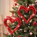 Kathfly 2 Pcs 10 Inch Valentine's Day Disco Heart Hanging Ornaments Large Glitter Red Heart Mirror Disco Ball Wreaths for Valentine Tree Wedding Anniversary Door Home Wall Window Decor