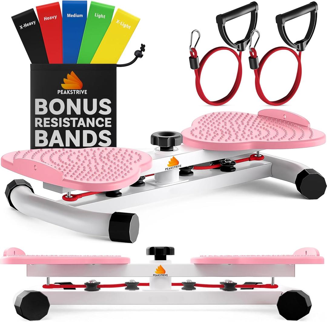 Waist Twister Machine Exercise with 5 Resistance Bands, Ab Twister Board for Weight Loss, Waist Twister with 300lbs Capacity, Noiseless and Anti-Slip - Home Gym Equipment for Women (PINK)