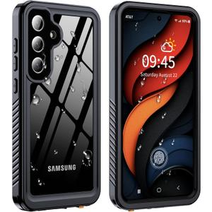 GOLDJU for Samsung Galaxy S25 Plus Case Waterproof,IP68 Waterproof Dustproof Case with Built-in Screen Protector, Full Body Protective Phone Cover for Galaxy S25 Plus 6.6 Inch, Black/Clear